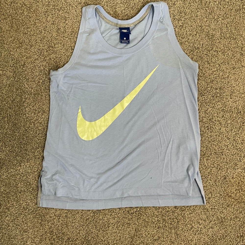 Nike Blue Tank Top with Yellow Swoosh